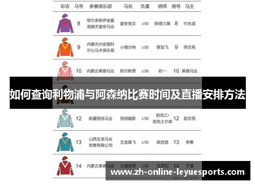 如何查询利物浦与阿森纳比赛时间及直播安排方法